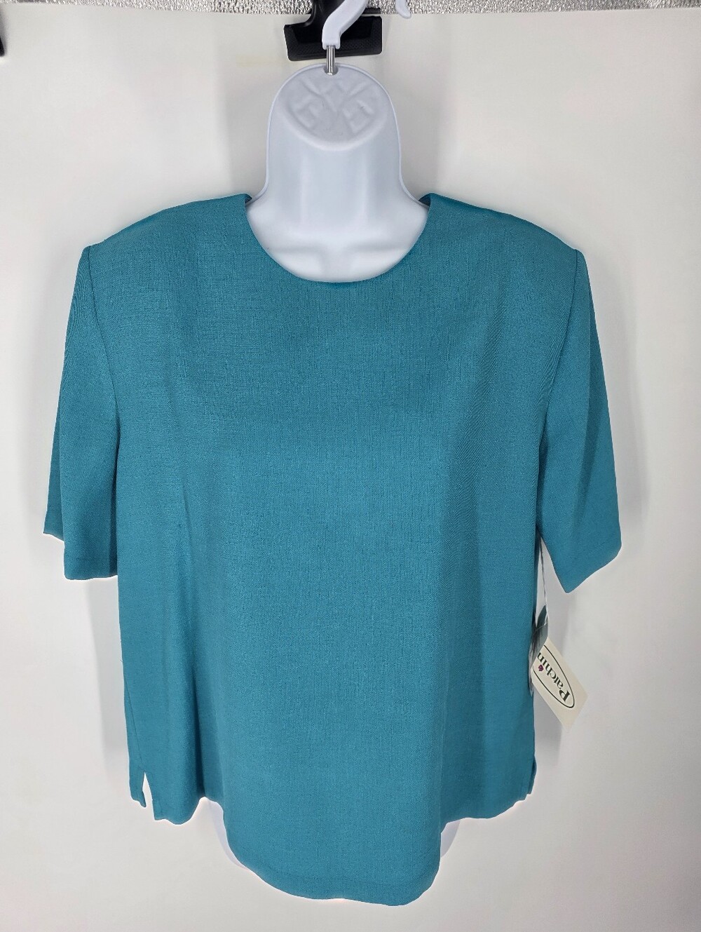 Patchington Vintage Teal Blue Short Sleeve Blouse Top Medium M NWT